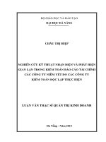 Nghiên cứu kỹ thuật nhận diện và phát hiện gian lận trong kiểm toán báo cáo tài chính các công ty niêm yết do các công ty kiểm toán độc lập thực hiện