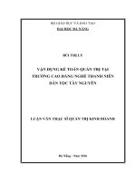 Vận dụng kế toán quản trị tại trường Cao đẳng nghề thanh niên dân tộc Tây Nguyên