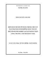 Kiểm soát rủi ro tín dụng trong cho vay ngắn hạn bảo đảm không bằng tài sản đối với doanh nghiệp tại NHTMCP công thương- chi nhánh Đà Nẵng.