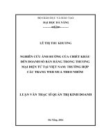Nghiên cứu ảnh hưởng của chiết khấu dến doanh số bán hàng trong thương mại điện tử tại Việt Nam trường hợp các trang web mua theo nhóm