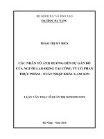 Nghiên cứu các nhân tố ảnh hưởng đến sự gắn bó của người lao động tại công ty cổ phần thực phẩm - xuất nhập khẩu Lam Sơn