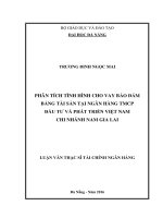 Phân tích tình hình cho vay bảo đảm bằng tài sản tại ngân hàng TMCP Đầu tư và Phát triển Việt Nam chi nhánh Nam Gia Lai