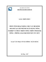 Phân tích hoạt động cho vay hộ kinh doanh tại chi nhánh ngân hàng Nông nghiệp và Phát triển nông thôn tỉnh Đăk Nông - Phòng giao dịch huyện Tuy Đức