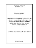 Nghiên cứu mối quan hệ quản trị vốn lưu động với khả năng sinh lời của các doanh nghiệp ngành thực phẩm niêm yết trên thị trường chứng khoán Việt Nam