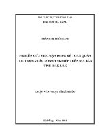 Nghiên cứu việc vận dụng kế toán quản trị trong các doanh nghiệp trên địa bàn tỉnh Đắk Lắk
