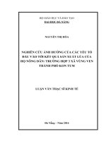 Nghiên cứu ảnh hưởng của các yếu tố đầu vào tới kết quả sản xuất lúa của hộ nông dân Trường hợp 3 xã vùng ven thành phố Kon Tum