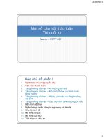 Bài giảng 25. Một số câu hỏi thảo luận thi cuối kỳ