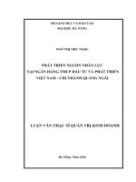 Phát triển nguồn nhân lực tại ngân hàng TMCP đầu tư và phát triển Việt Nam - chi nhánh Quảng Ngãi