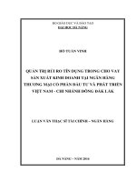 Quản trị rủi ro tín dụng trong cho vay sản xuất kinh doanh tại Ngân hàng TMCP Đầu tư và Phát triển Việt Nam - chi nhánh Đông Đắk Lắk
