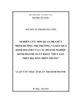 Nghiên cứu mối quan hệ giữa định hướng thị trường và kết quả kinh doanh của các doanh nghiệp kinh doanh xuất khẩu thủy sản trên địa bàn Miền Trung.