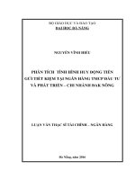 Phân tích tình hình huy động tiền gửi tiết kiệm tại Ngân hàng TMCP Đầu tư và Phát triển – Chi nhánh Đăk Nông
