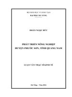 Phát triển nông nghiệp huyện Phước Sơn, tỉnh Quảng Nam