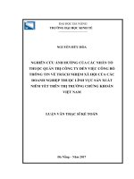 Nghiên cứu ảnh hưởng của các nhân tố thuộc quản trị công ty đến việc công