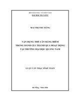 Vận dụng thẻ cân bằng điểm trong đánh giá thành quả hoạt động tại trường Đại học Quảng Nam