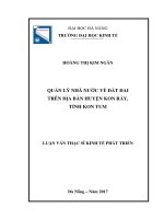 QUẢN LÝ NHÀ NƯỚC VỀ ðẤT ðAI  TRÊN ðỊA BÀN HUYỆN KON RẪY,  TỈNH KON TUM
