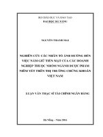 Nghiên cứu các nhân tố ảnh hưởng đến việc nắm giữ tiền mặt của các doanh nghiệp thuộc nhóm ngành Dược phẩm niêm yết trên thị trường chứng khoán Việt Nam