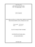 Cộng đồng người Cơ Tu trong phát triển du lịch sinh thái ở huyện Đông Giang, tỉnh Quảng Nam