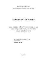 KHẢO SÁT BỆNH TRÊN ĐƯỜNG HÔ HẤP CHÓ VÀ GHI NHẬN KẾT QUẢ ĐIỀU TRỊ TẠI CHI CỤC THÚ Y THÀNH PHỐ HỒ CHÍ MINH