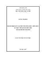 TRÁCH NHIỆM KỶ LUẬT ĐỐI VỚI CÔNG CHỨC, VIÊN CHỨC TỪ THỰC TIỄN HUYỆN HÓC MÔN THÀNH PHỐ HỒ CHÍ MINH (LUẬN VĂN THẠC SĨ LUẬT HỌC)