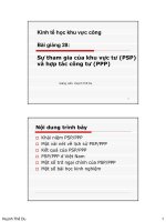 Bài giảng 28. Sự tham gia của khu vực tư (PSP) và hợp tác công tư (PPP)