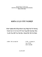 Khảo Nghiệm Bộ Giống Khoai Lang Nhập Nội Từ Chương Trình Cây Có Củ Của CIP Trên Vùng Đất Xám Bạc Màu Vụ Hè Thu 2007 Tại Thủ Đức, Thành Phố Hồ Chí Minh