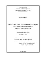 Chất lượng công tác tuyên truyền miệng của đội ngũ báo cáo viên ở tỉnh Hà giang hiện nay (LV thạc sĩ)
