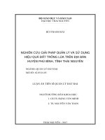 Nghiên cứu giải pháp quản lý và sử dụng hiệu quả đất trồng lúa trên địa bàn huyện Phú Bình, tỉnh Thái Nguyên