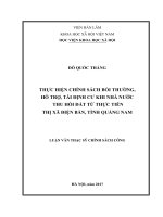Thực hiện chính sách bồi thường, hỗ trợ, tái định cư khi Nhà nước thu hồi đất từ thực tiễn thị xã Điện Bàn, tỉnh Quảng Nam (LV thạc sĩ)