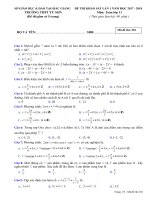 Đề thi khảo sát Toán 11 lần 1 năm học 2017 – 2018 trường THPT Tứ Sơn – Bắc Giang mã 210 