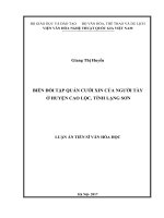 Biến đổi tập quán cưới xin của người Tày ở huyện Cao Lộc, tỉnh Lạng Sơn
