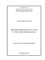 Thực hiện chính sách đầu tư công từ thực tiễn tỉnh Quảng Ngãi (Lv thạc sĩ)