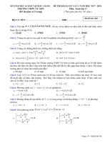 Đề thi khảo sát Toán 11 lần 1 năm học 2017 – 2018 trường THPT Tứ Sơn – Bắc Giang mã 483 