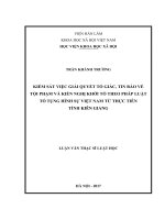 Kiểm sát việc giải quyết tố giác, tin báo về tội phạm và kiến nghị khởi tố theo pháp luật tố tụng hình sự Việt Nam từ thực tiễn tỉnh Kiên Giang