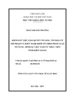 KIỂM SÁT VIỆC GIẢI QUYẾT TỐ GIÁC, TIN BÁO VỀ TỘI PHẠM VÀ KIẾN NGHỊ KHỞI TỐ THEO PHÁP LUẬT TỐ TỤNG  HÌNH SỰ VIỆT NAM TỪ THỰC TIỄN  TỈNH KIÊN GIANG