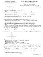 Đề thi KSCL Toán 12 lần 1 năm học 2017 – 2018 Trường THPT Nông Cống 1 – Thanh Hóa 