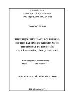 Thực hiện chính sách bồi thường, hỗ trợ, tái định cư khi Nhà nước thu hồi đất từ thực tiễn thị xã Điện Bàn, tỉnh Quảng Nam (tt)