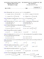 Đề thi khảo sát Toán 11 lần 1 năm học 2017 – 2018 trường THPT Tứ Sơn – Bắc Giang mã 134 