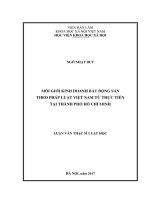 Môi giới kinh doanh bất động sản theo pháp luật Việt Nam từ thực tiễn tại thành phố Hồ Chí Minh
