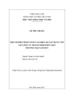 Một số biện pháp nâng cao hiệu quả sử dụng vốn tại công ty trách nhiệm hữu hạn thượng mại Nam Huy (tt)