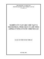 Nghiên cứu vật liệu chế tạo và thành phần, tính chất của bê tông asphalt nóng ở nước CHDCND lào 