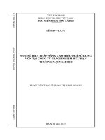 Một số biện pháp nâng cao hiệu quả sử dụng vốn tại công ty trách nhiệm hữu hạn thượng mại Nam Huy (LV thạc sĩ)