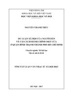 Dư luận xã hội của người dân về cải cách hành chính một cửa ở Quận Bình Thạnh Thành phố Hồ Chí Minh (tt)