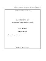 Trang bìa chính của báo cáo tổng kết đề tài nghiên cứu khoa học sinh viên