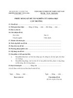 Phiếu đăng ký đề tài nghiên cứu khoa học giảng viên, cấp trường