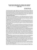 CÁC TIÊU THỨC PHẢN ÁNH CHẤT LƯỢNG SỐ LIỆU THỐNG KÊ VÀ MỐI LIÊN HỆ VỚI NGUYÊN TẮC CƠ BẢN CỦA THỐNG KÊ CHÍNH THỨC