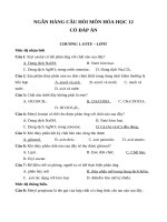 Ngân hàng câu hỏi môn hóa học 12 có đáp án 