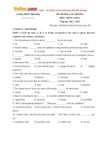 de thi hoc sinh gioi cap truong mon tieng anh lop 11 truong thpt minh khai nam hoc 2013 2014