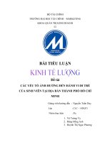 Tiểu luận kinh tế lượng các yếu tố ảnh hưởng đến hành vi đi trễ của sinh viên tại địa bàn TP.HCM