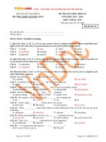 de thi olympic mon tieng anh lop 10 truong thpt nguyen trai thai binh nam 2015 2016