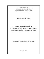 Thực hiện chính sách cải cách hành chính từ thực tiễn huyện Tư Nghĩa, tỉnh Quảng Ngãi